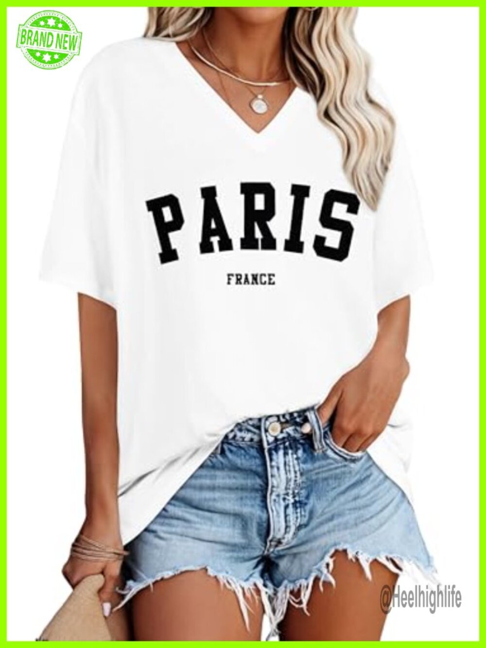Oversized Graphic V-Neck Short Sleeve Summer Casual T-Shirt